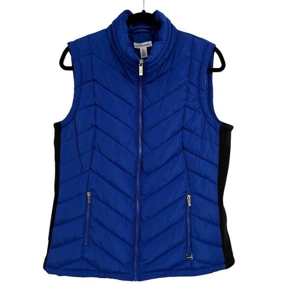 Calvin Klein Full Zip Puffer Vest Blue Size Large NWT - Picture 1 of 8